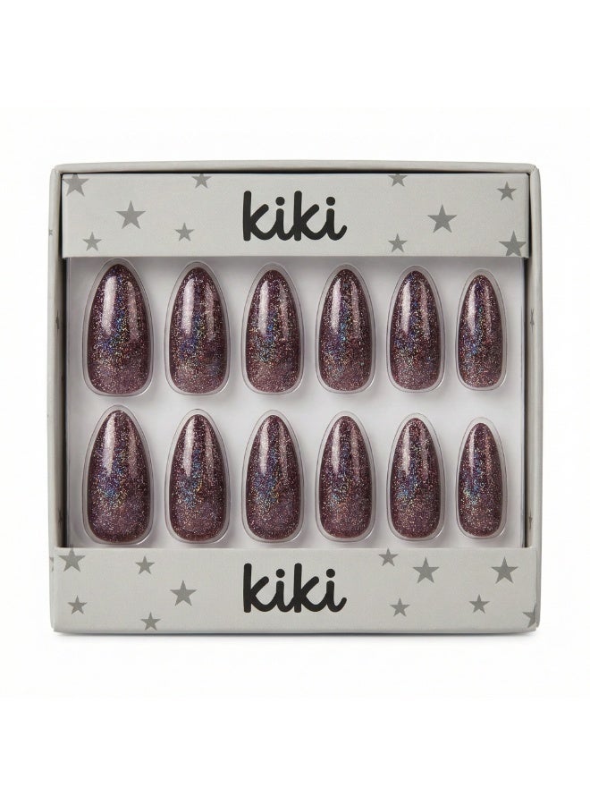Kiki Press‑On Nails – 12 PCS Glitter Almond Nails – Easy Application – Long‑Lasting & Reusable - Image 4